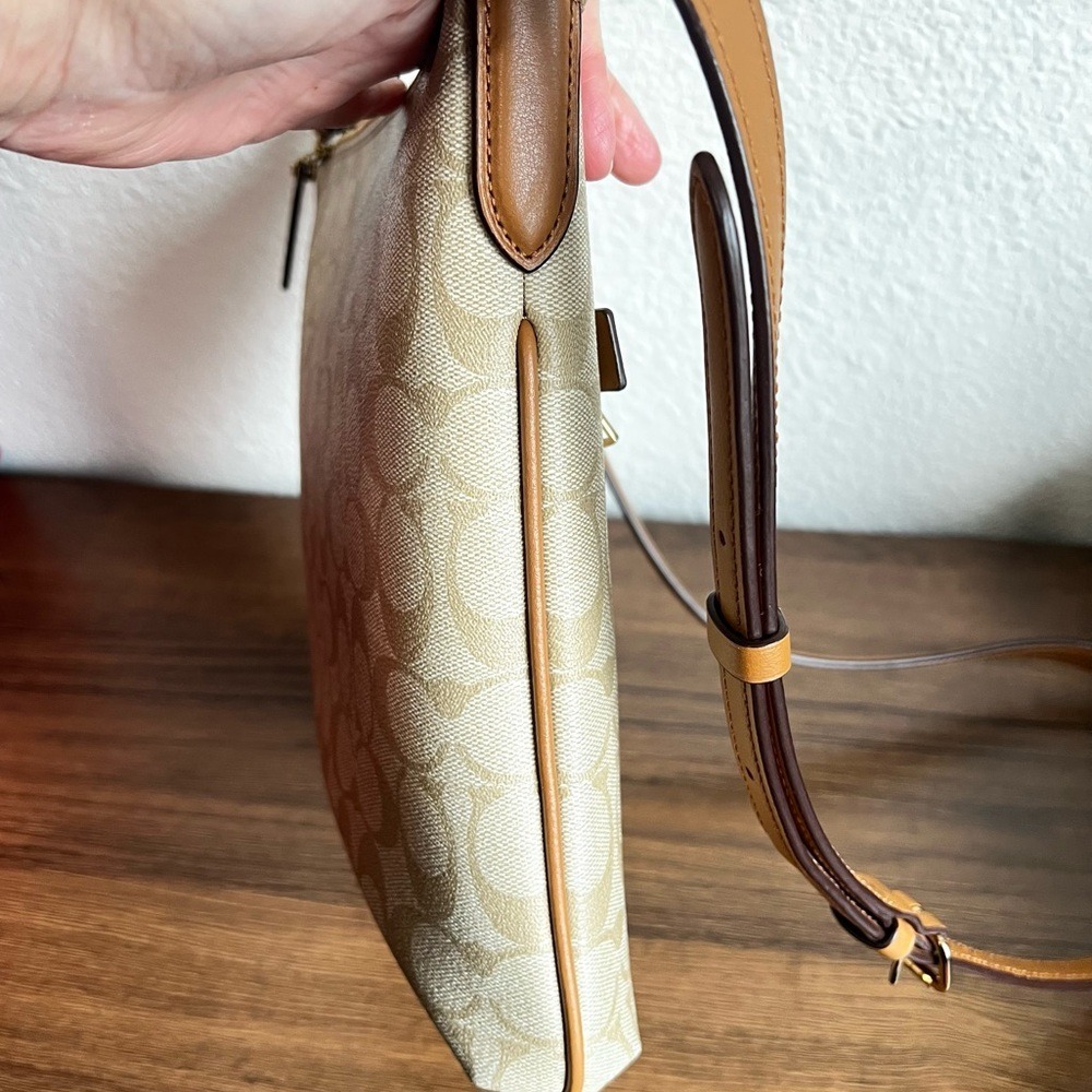 Coach Rowan File Bag Signature Canvas Crossbody Khaki Saddle C1554 - Picture 10 of 14
